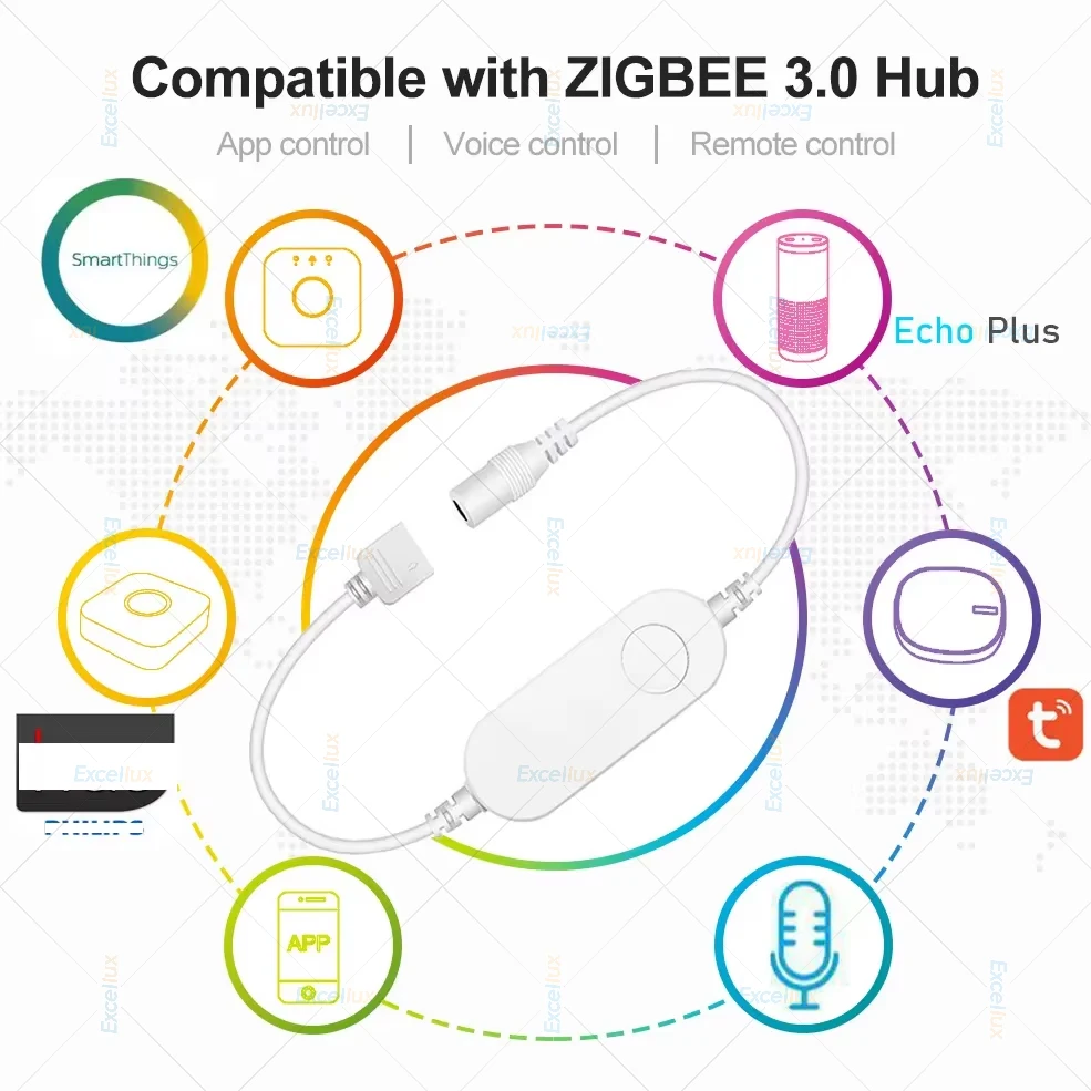 DC 5V 12V Smart Zigbee RGB RGBW Светодиодный контроллер Tuya Wi-Fi Диммер для светодиодной ленты Alexa Google Assistant Smartthing