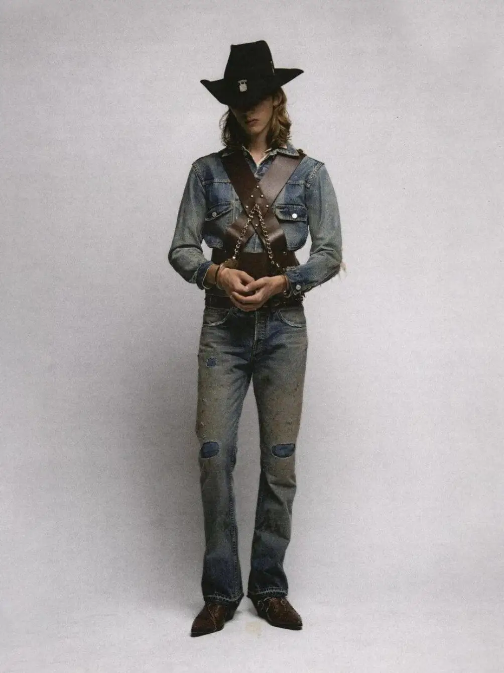 

Vintage Distred Patchwork Mud Dye Micro Flared Jeans Youth Straight Leg Jeans High Waist Long Pants Denim Modern Sle