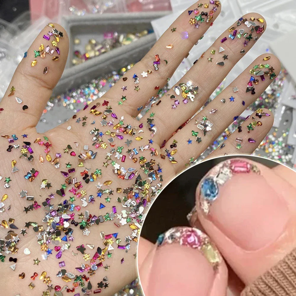 3D Crystal Nails Art Rhinestones Colorful Multi Shape Nail Gems Accessories DIY Jewelry Diamond Manicure Decorations Pendants