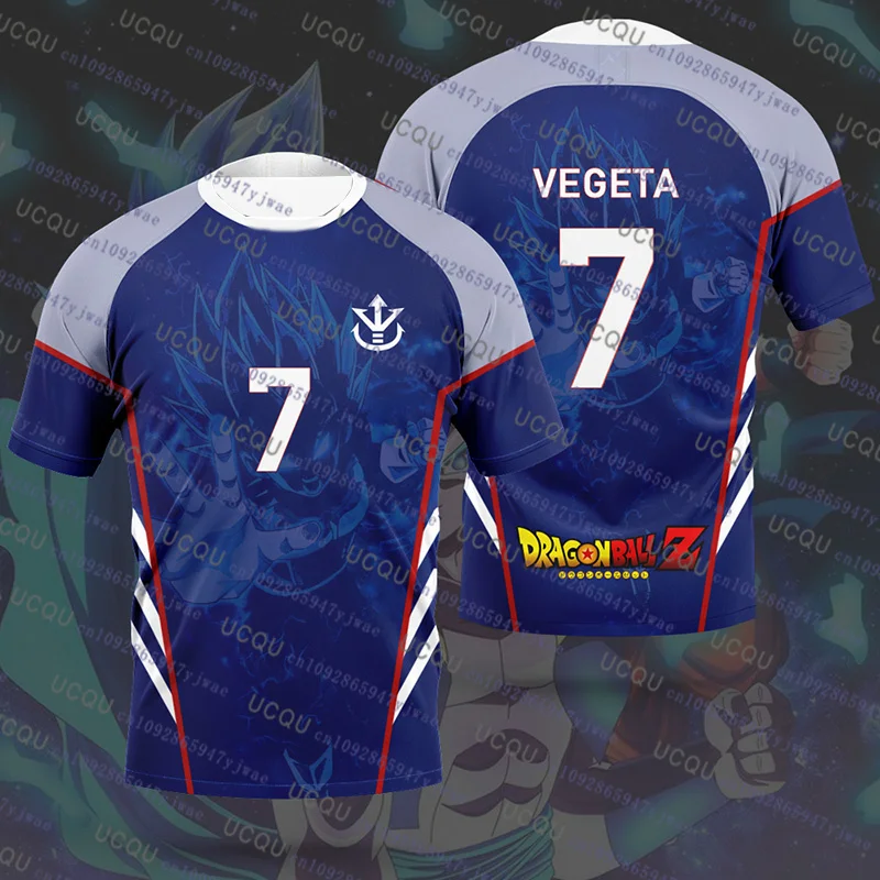 Dragon Ball Goku végéta maillot de Football pour hommes Bandai Cosplay t-shirt été femmes hommes enfant dessin animé japon Anime Sport t-shirt hauts