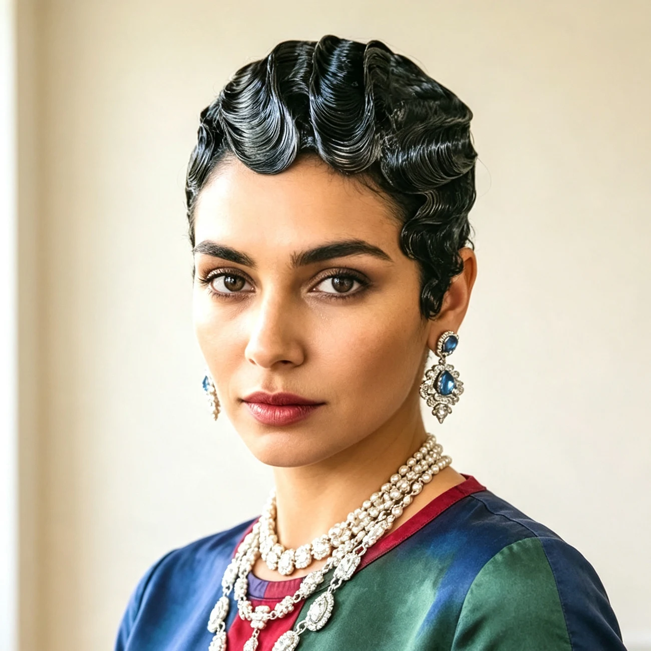 Pixie Cut Short Finger Wave Wigs For  Women,  Human Hair Short Water Deep Wave Wig, , Natural Look, Easy Styling, For Daily Wear Fashion Wig Full Machine Made
