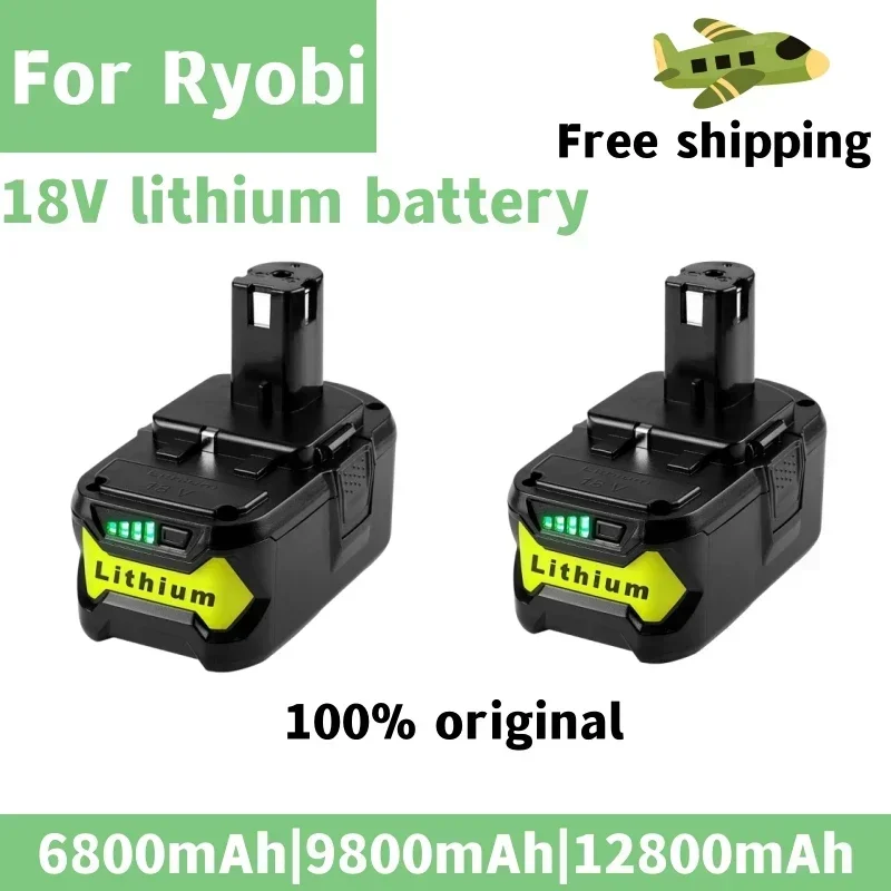 Bateria Li-Ion Recarregável para Ryobi One, Ferramenta Elétrica, Alta Capacidade, P108, RB18L40, 18V, 12800mAh