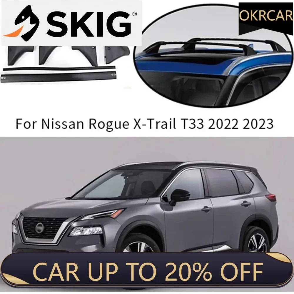 Para Nissan x-trail Rogue T33 2021 2022 2023 2024 estantes de techo barra transversal compatible con portaequipajes superior barra transversal de equipaje aleación de aluminio