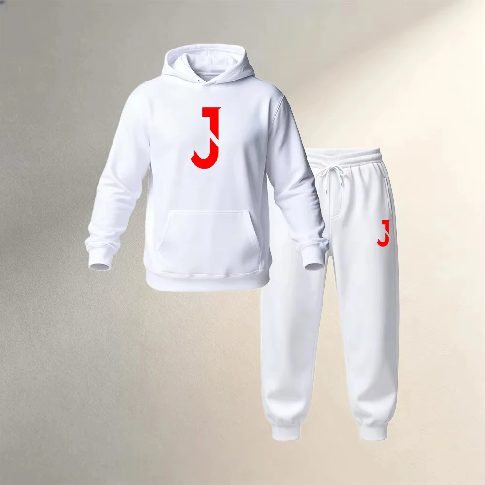 Men's Sets 2Pcs Autumn Winter Sports Casual Fashion Pullover Hoodies Warm Suit Clothing Drawstring Pants Male Gym Street Outfits view 5
