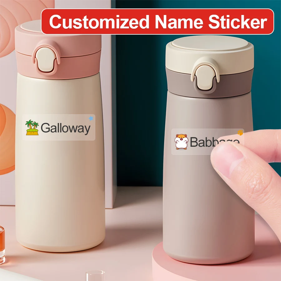 Customizable Transparent Stickers for School Supplies-Waterproof Labels,Kids DIY Crafts,Sports Bottle Multilingual Decals‌