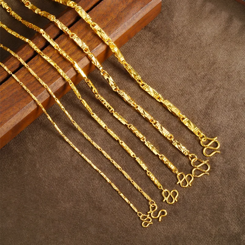 

AU999 Men & Women Hexagonal Column Necklace 24K Gold - Gold boosts shine, elevates trendy aura