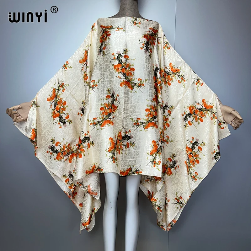 WINYI summer loose kaftan Boho Print Elegant long dress Women Evening party Caftan abaya muslim woman abaya dubai luxury