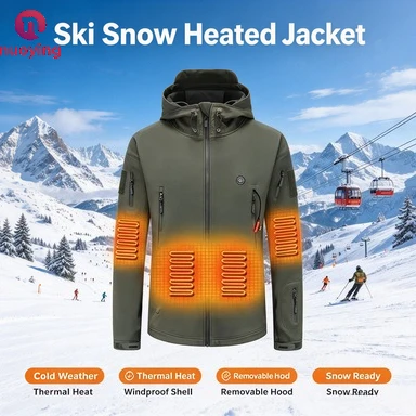Veste chauffante électrique d'hiver pour hommes et femmes, veste à capuche chauffante intelligente avec port USB, combinaison thermique pour la chasse, le ski, la randonnée et les activités de plein air.
