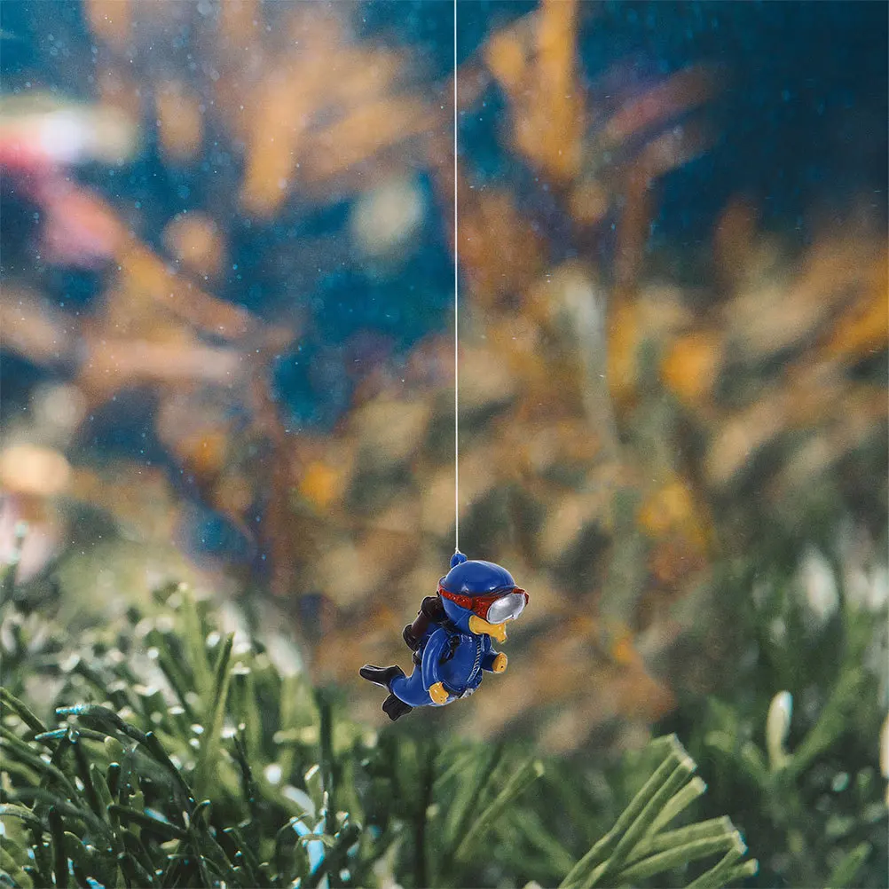 

2pcs Floating Aquarium Decor Diver Fish Tank Ornaments Pvc Safe Smooth Easy Install Suction Cup Betta Tank Accessories Resin