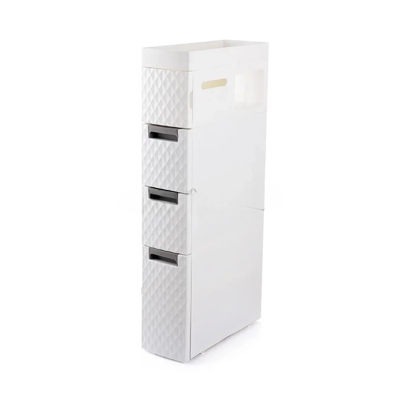 Bathroom Organizer Narrow Shelf Toilet Shelves Storage Rack Side Cabinet with Drawers Plastic Wateproof Corner Shelf