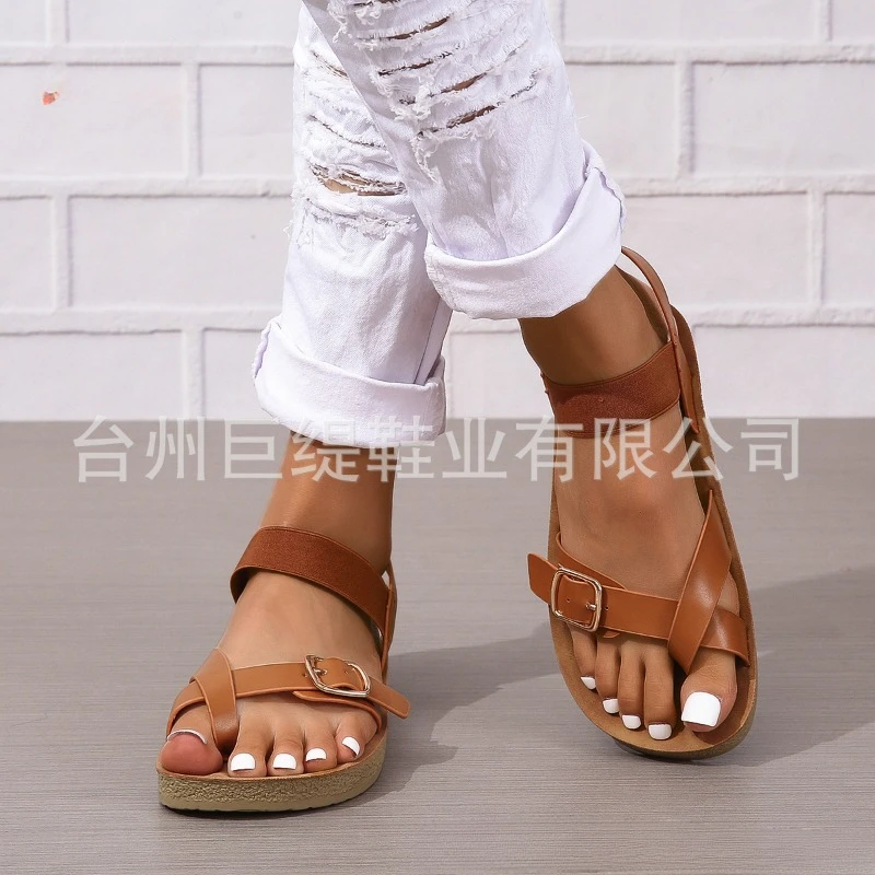 

Sandals Women Comfortable Women'S Fish Mouth Flat Open Toe Soft Soled Large Size Comfortable Sandals Casual Chaussures Femme