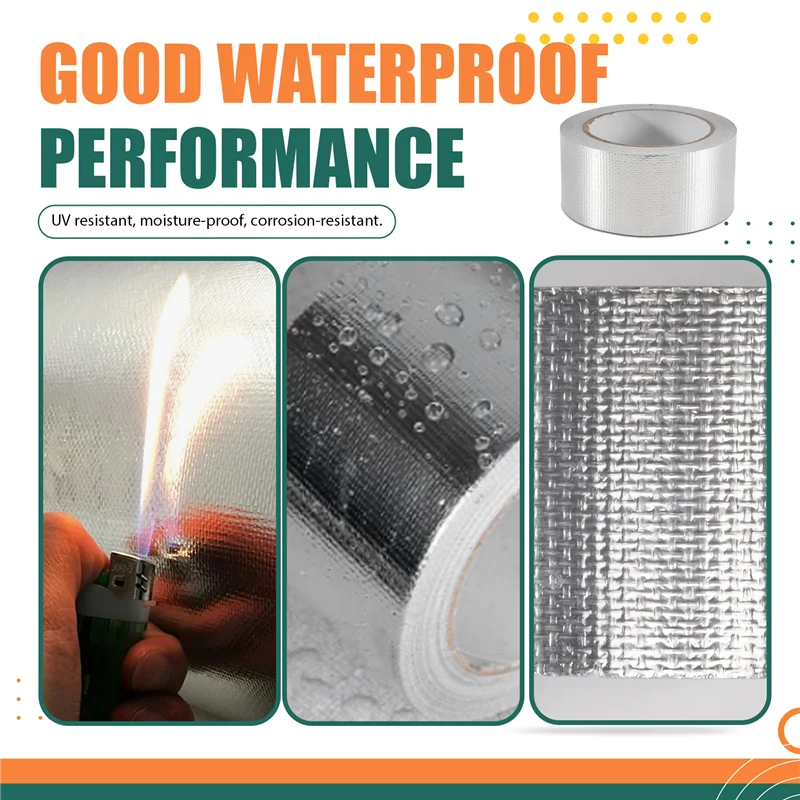 

Glass Fiber Cloth Aluminum Foil Tape (5.9Mil Thick), High Temperature Insulation Adhesive Metal Duct Tape-Hot