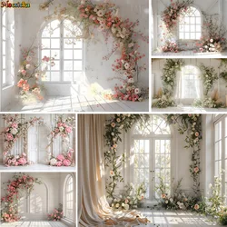Mocsicka Photography Background Spring White Window Backdrop Romantic Flower Wedding Maternity Photoshoot Indoor Photo Studio