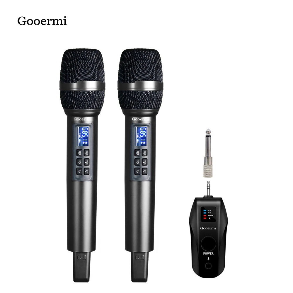 Gooermi K09S High Quality 2-Channel Desktop Wireless Microphone System Handheld with 3.5mm 6.5mm Interface Speaker XLR Connector