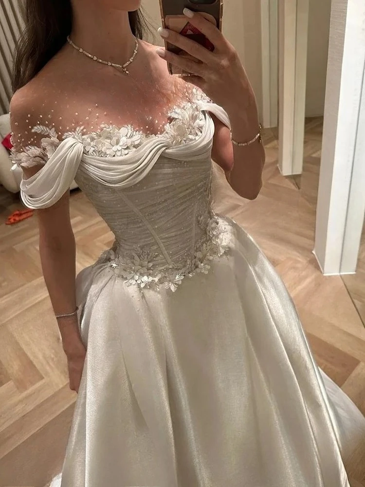 Exquisite Wedding Dresses A Line Satin Bridal Gowns Beading Appliques Princess Robes Vintage Vestidos De Novia Customized 2026