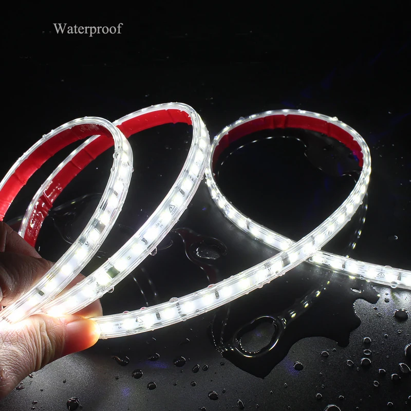 120LED/m LED Strip Light 220v Flexible&10cm Cuttable Soft Lamp Bar 2835 Tape Adhesive EU Plug Vanity Cabinet Wardrobe Home Decor