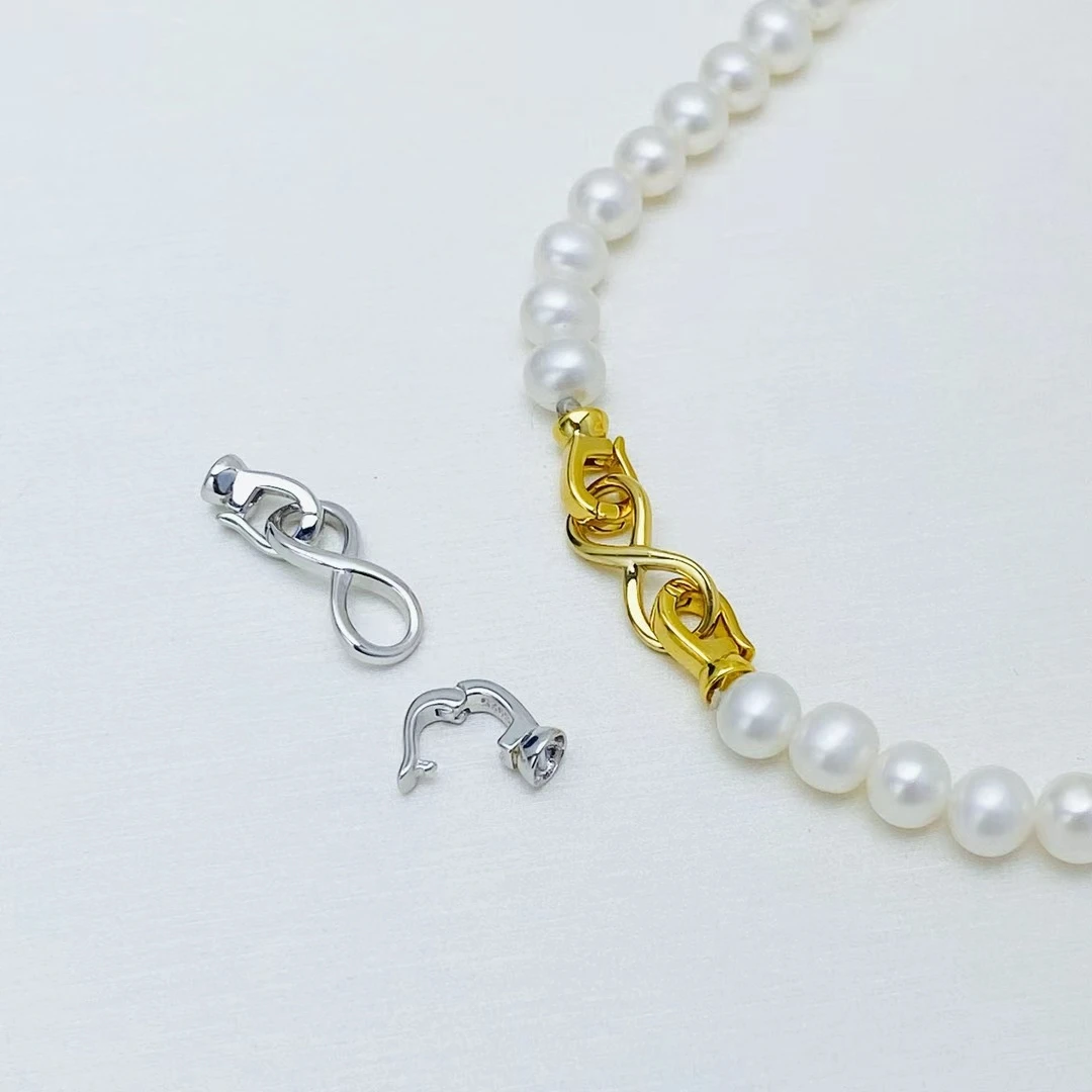 Wholesale DIY 925 Sterling Silver Necklace Bracelet Clasp Hook Accessories for 5-12mm Pearls 5pcs/lot