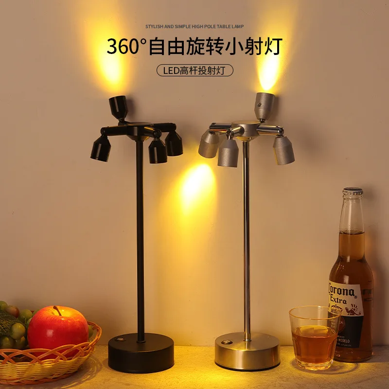 #For Bar atmosphere table lamp, clear bar table lamp, restaurant charging night light, double head high pole charging booth