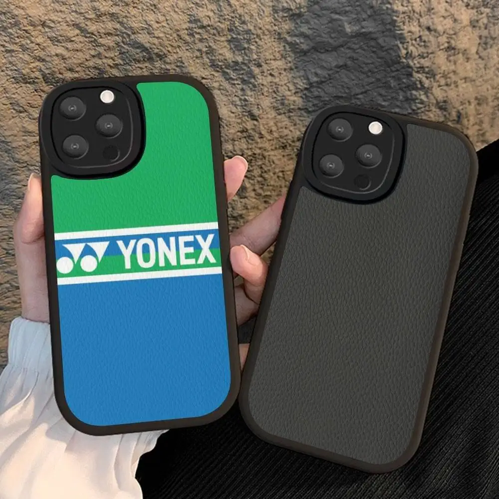 Funda de cuero para teléfono Fashion Badminton Y-Yonex para iPhone 16 16e 15 14 13 12 11 Pro Max Plus Mini