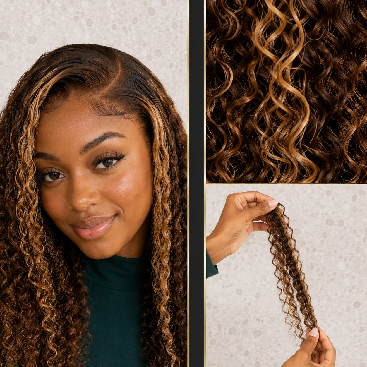 TIMOPOL 13x4 HD Lace Front Jerry Curl Human Hair Wig, P4/27 Highlight Brown Blonde,16 - 20 Inch Pre-Plucked Curly Wig for  Women, Natural Hairline Wear and Go Wig view 3