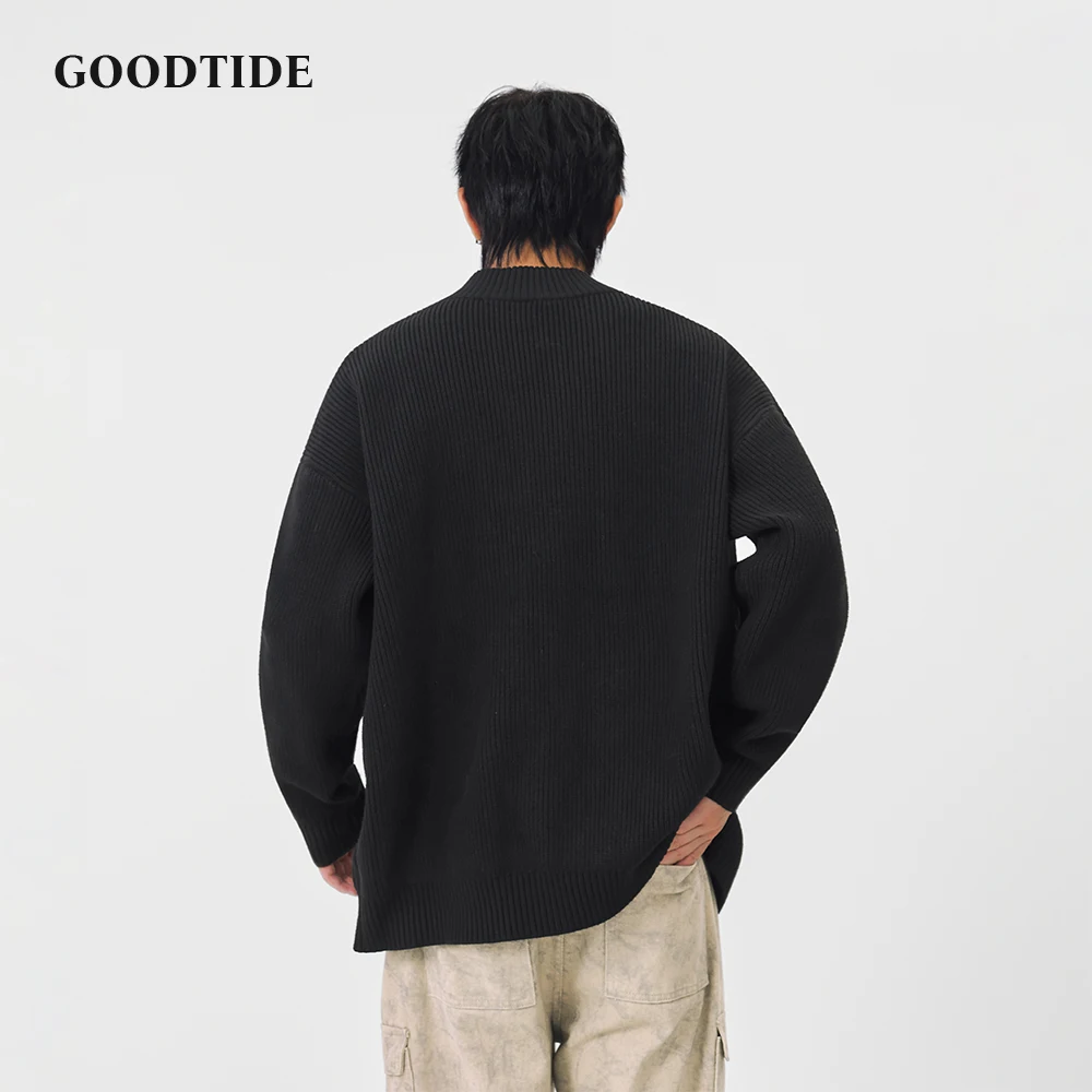Fashion Men's Casual Full - Zip Mock Neck Cardigan 2025 Winter New Ribbed Knitted Jacket Soft Long Sleeve Outerwear Top