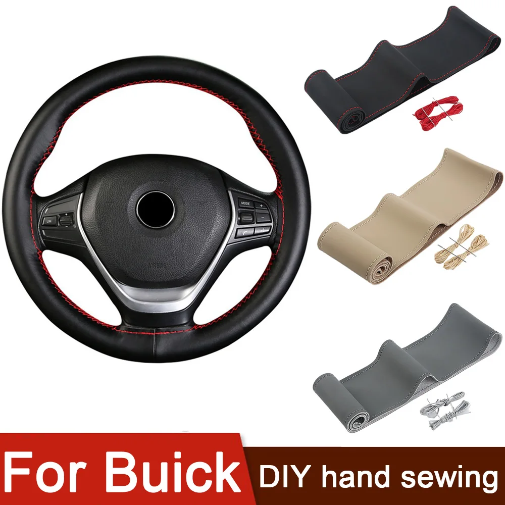 38cm DIY Car Steering Wheel Covers Real Leather Braid Cover Accessories For Buick Excelle Enclave Regal Encore Regal Steering