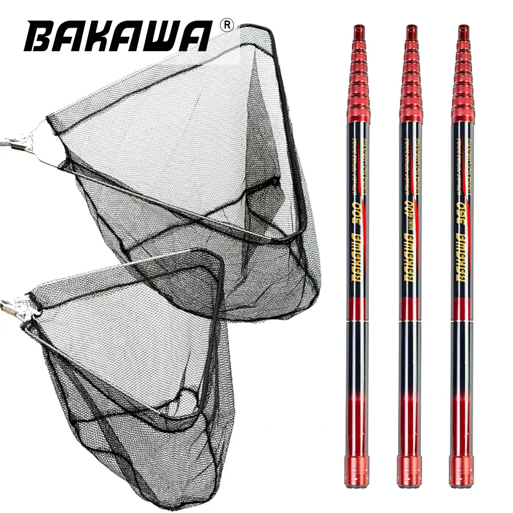 

BAKAWA Fishing Landing Net Tool Lightweight Carbon Fiber Retractable Foldable Telescoping Hand Dip Net 2.1M 3.0M 3.6M Fish Tools