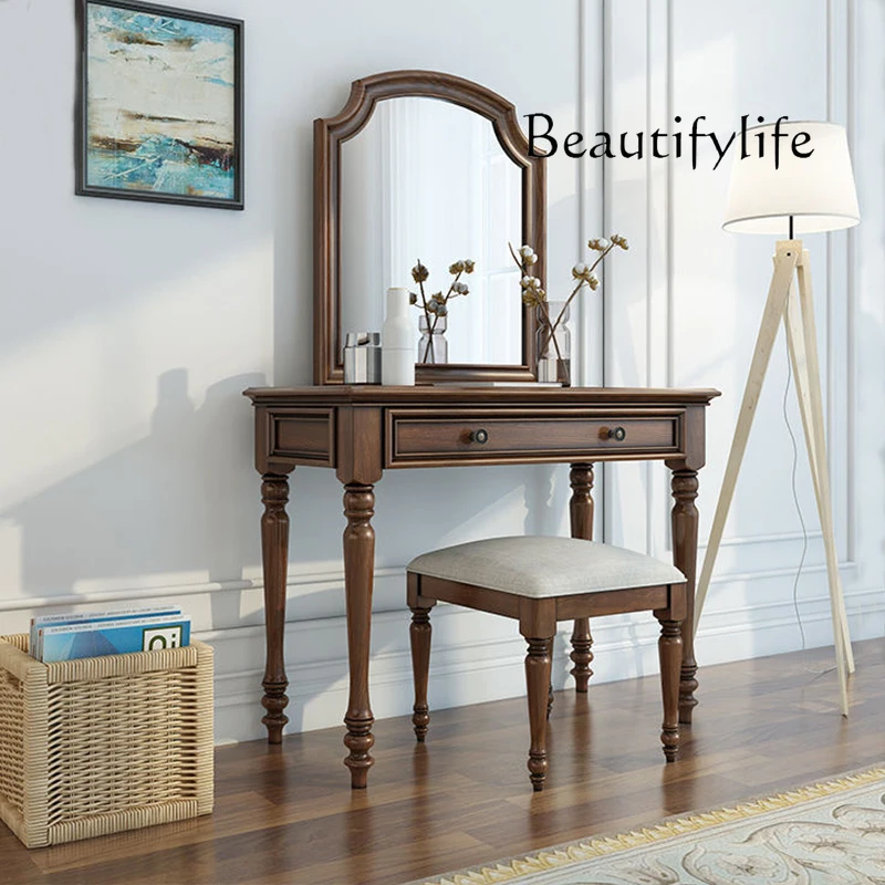 

Retro all solid wood dresser 1m bedroom dresser storage table ash wood furniture