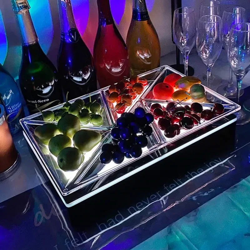 

Acrylic LED Luminous Fruit Platter Bar KTV Exclusive Night Party Carnival Festival Nut Snack Creativity 4-6 Grid Rechargeable