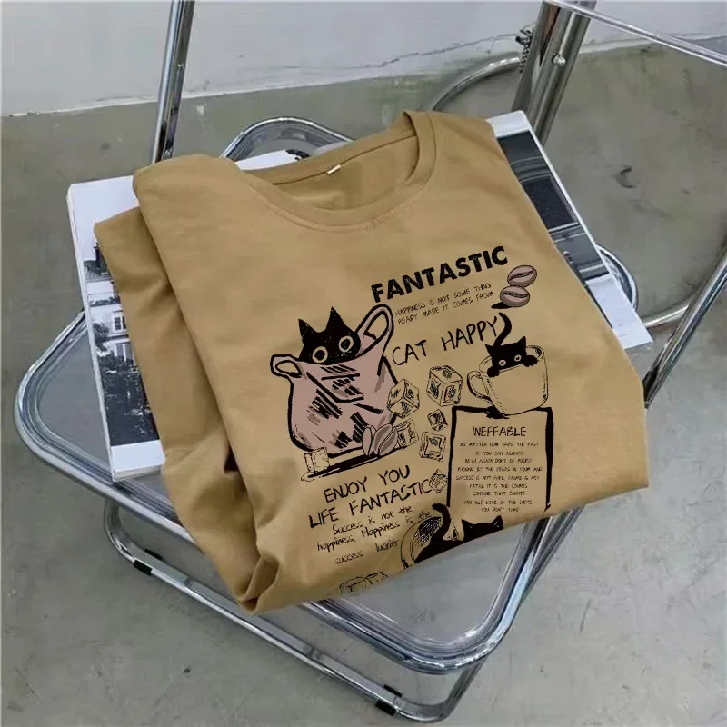 

Summer Cute Cartoon Cat Printing Ladies Large Size Loose Short-sleeved Dress