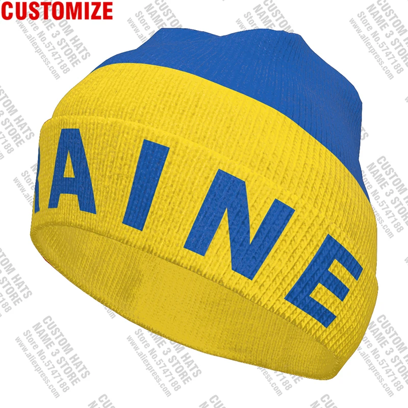 Ukraine Knitted Hats Free Custom Name Winter Cold Pullover Ukrainian Nation Ukr Flags Keep Warm Caps Ukrayina Aw Hip Hop Beanies