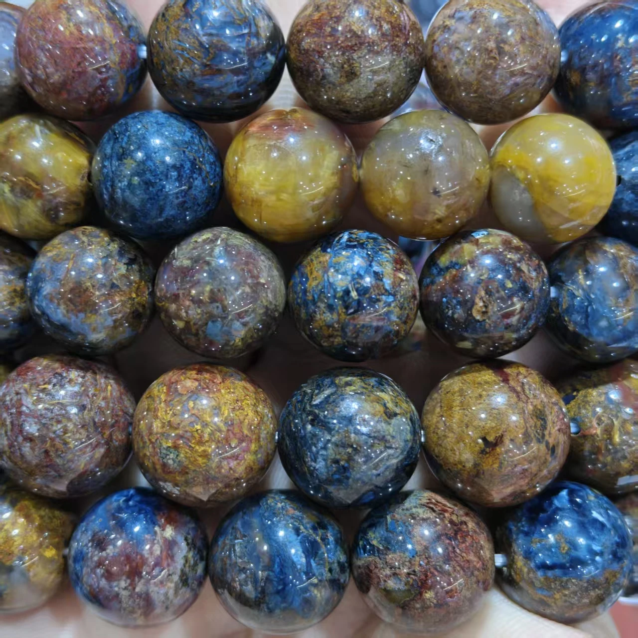 Natürliche, farbenfrohe Pietersite-Quarz-Perlen in AAA-Qualität, glatt, rund, lose Perlen für die Schmuckherstellung, Design-Armband, elastisches Seil, handgefertigter Schmuck – Detail 7