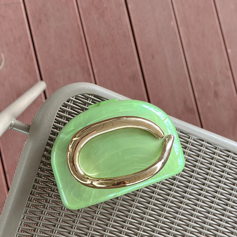 

Metal Strip Acrylic Clutch Bag Ele Evening Dr Bag High-End Feel Wedding Handbag American Retro