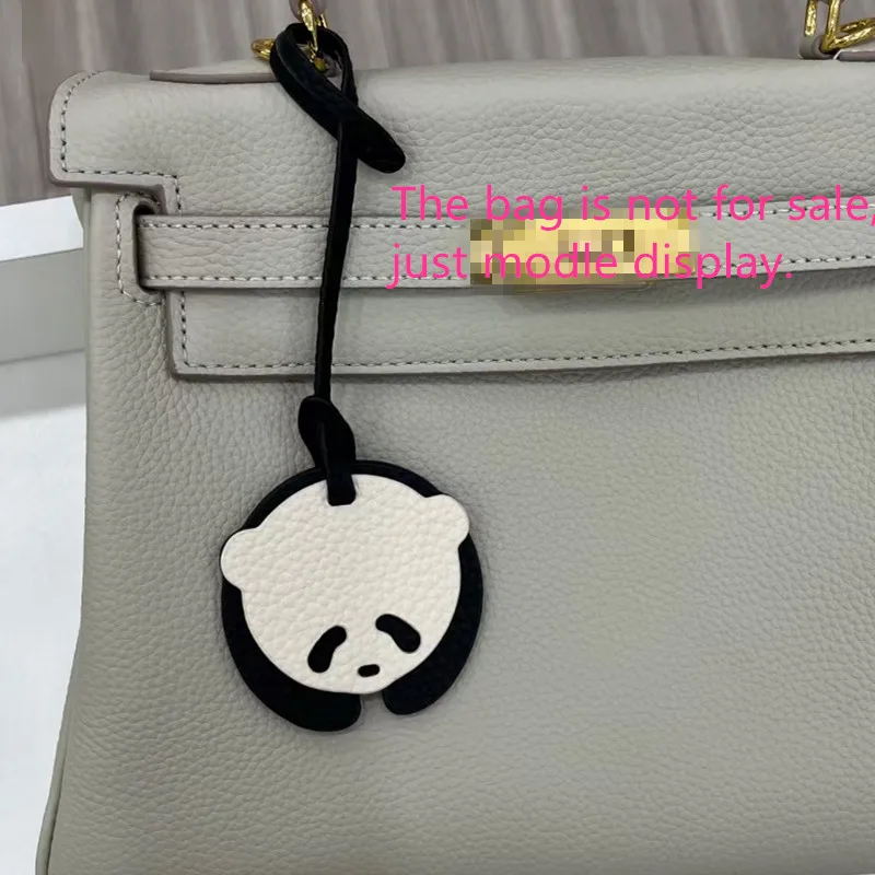 Hot Grained Leather Qute Panda Bag Charm Handbag Hanging Decoration Ornament Key Chain