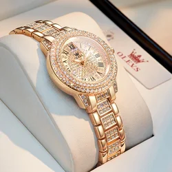 OLEVS orologio originale con diamanti per donna moda elegante orologio da polso al quarzo impermeabile in acciaio inossidabile orologi da donna di lusso