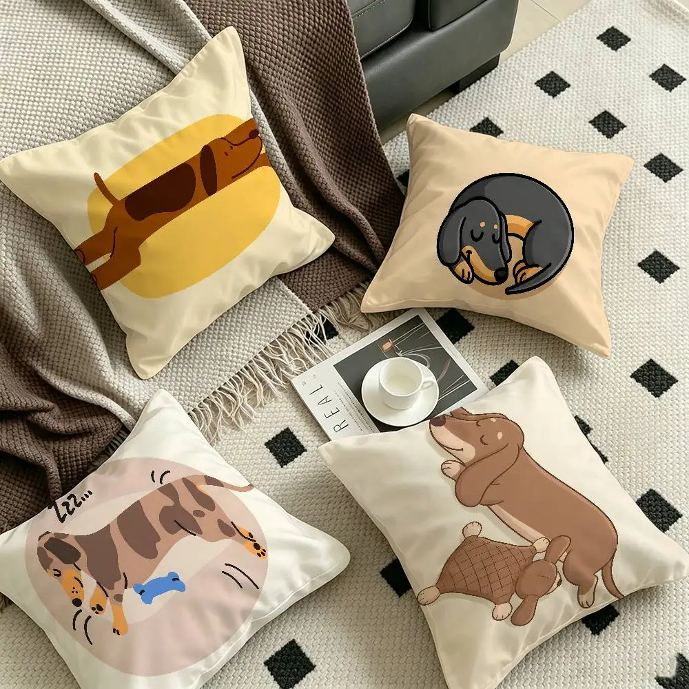 Dachshund Puppy Pillow Gift Home Office Decoration Bedroom Sofa Car Cushion Cover case 45x45