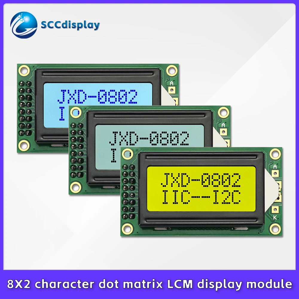 Support IIC/I2C LCD Character screen SJXD0802A-IIC small-sized 0802A character LCD display module monochrome 8X2 dot matrix LCM