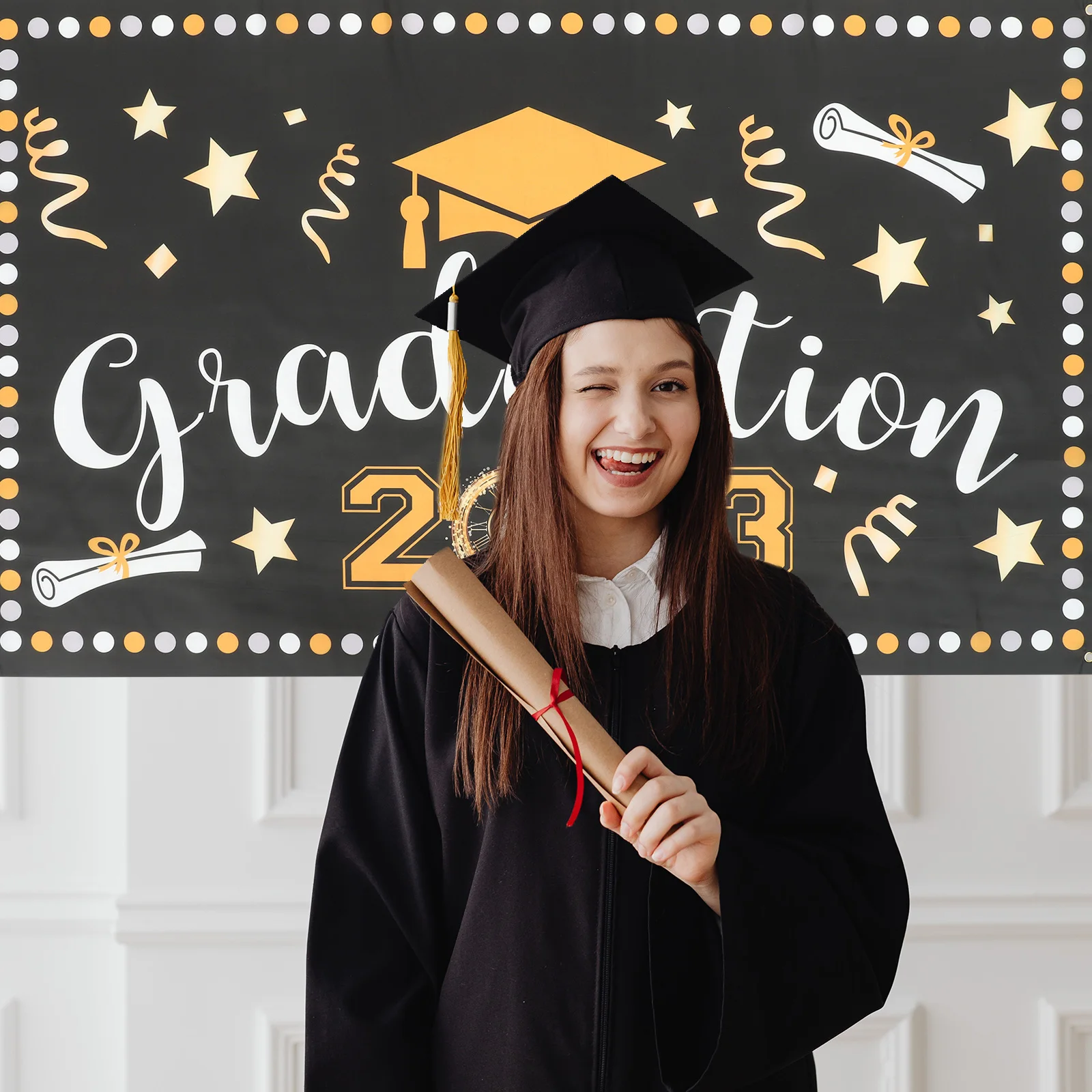 

Background Cloth Backdrop Photo Party Hanging Grad Decoration Polyester Decor School Graduation Banner Garden Home