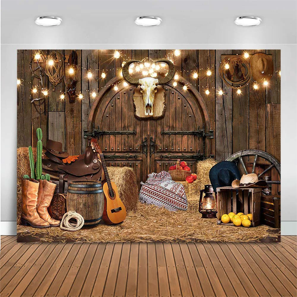 Mocsicka Newborn Photography Background West Cowboy Baby Shower Party Decor Kids Birthday Backdrop Wooden Wall Studio Photoshoot
