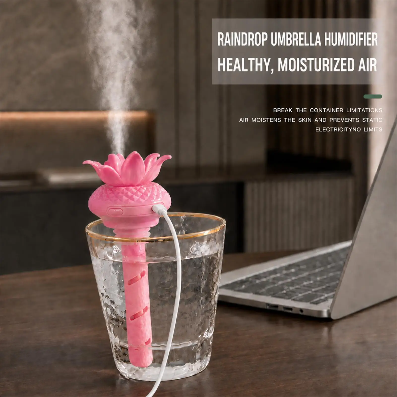 Travel Humidifier Adjustable Length Usb Powered Air Mister Personal Desktop Humidifiers For Travel Bedroom Nightstand Bedside
