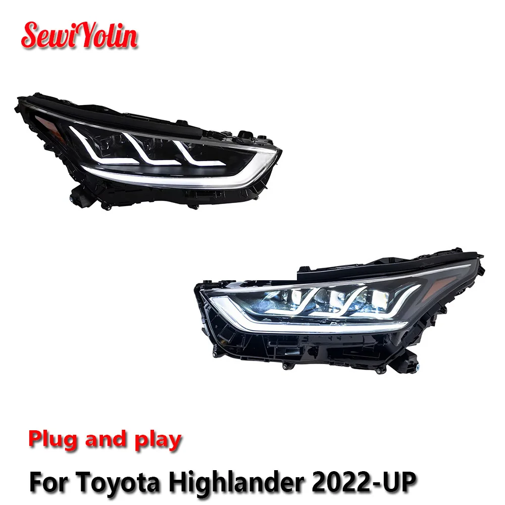 Car LED Headlight Light Assemblies For Toyota Highlander 2022-UP Auto Fog DRL Brake Turn Signal Lamp Plug and Play