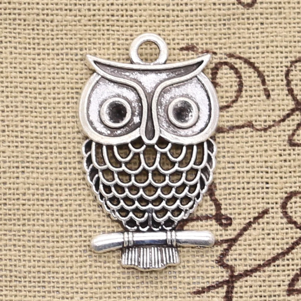 8pcs Charms Owl 32x19mm Antique Making Pendant fit,Vintage Tibetan Bronze Silver color,DIY Handmade Jewelry
