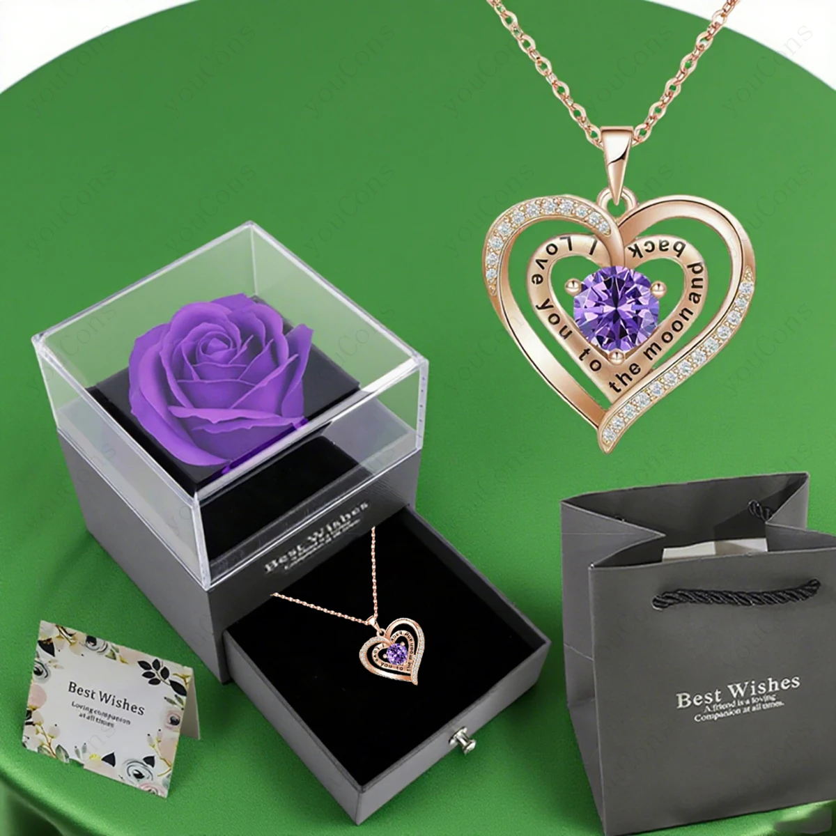 القلب الزركون قلادة قلادة مع صندوق الورد 2025 مجموعة مجوهرات جديدة للمرأة صديقة زوجة عيد الحب عيد الميلاد هدية عيد ميلاد