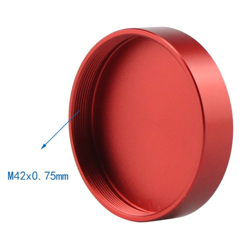 Fully Metal Telescope Lens Dust Cap for Protection Cover M42 x 0.75mm for Astrophotography Anodized Black/Red