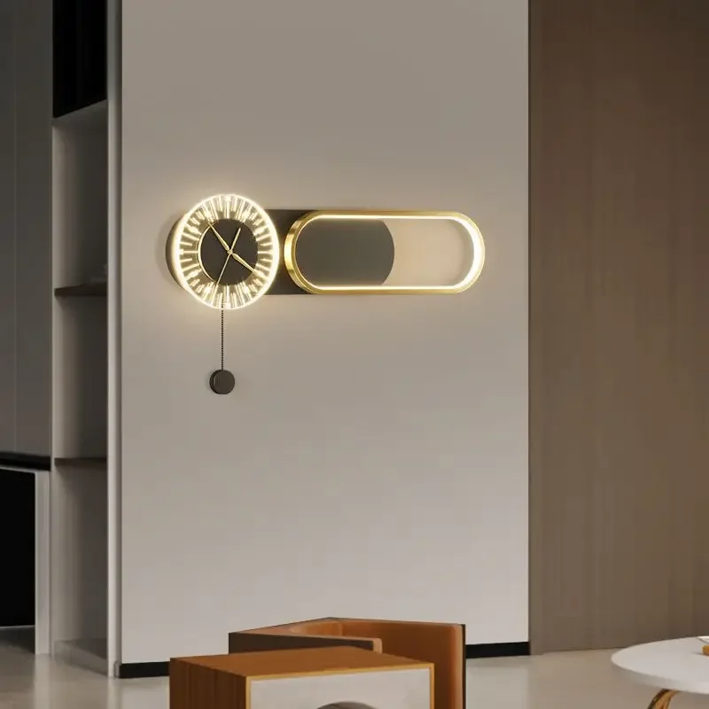 

Modern Wall Clock Lamp Led Minimalist Art Creative Real Clock Light Decor Home Living Room Bedroom Wall Clock Lights.