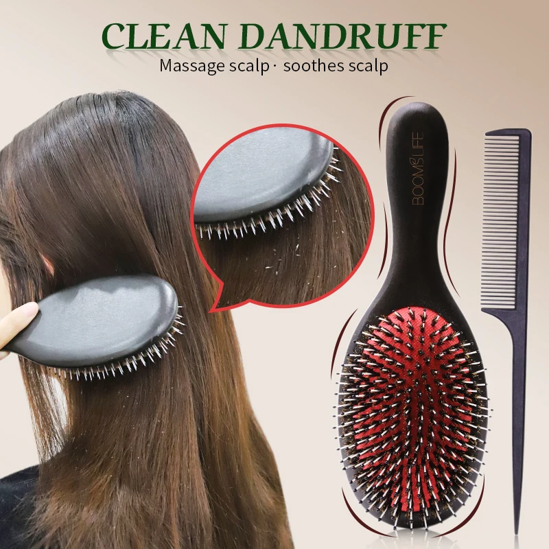 Brosse Cheveux Femme Hair Brush Women Custom Name Detangling Hair BrushFor Curly Hair Wooden Comb Head Scalp Massage Hair Comb