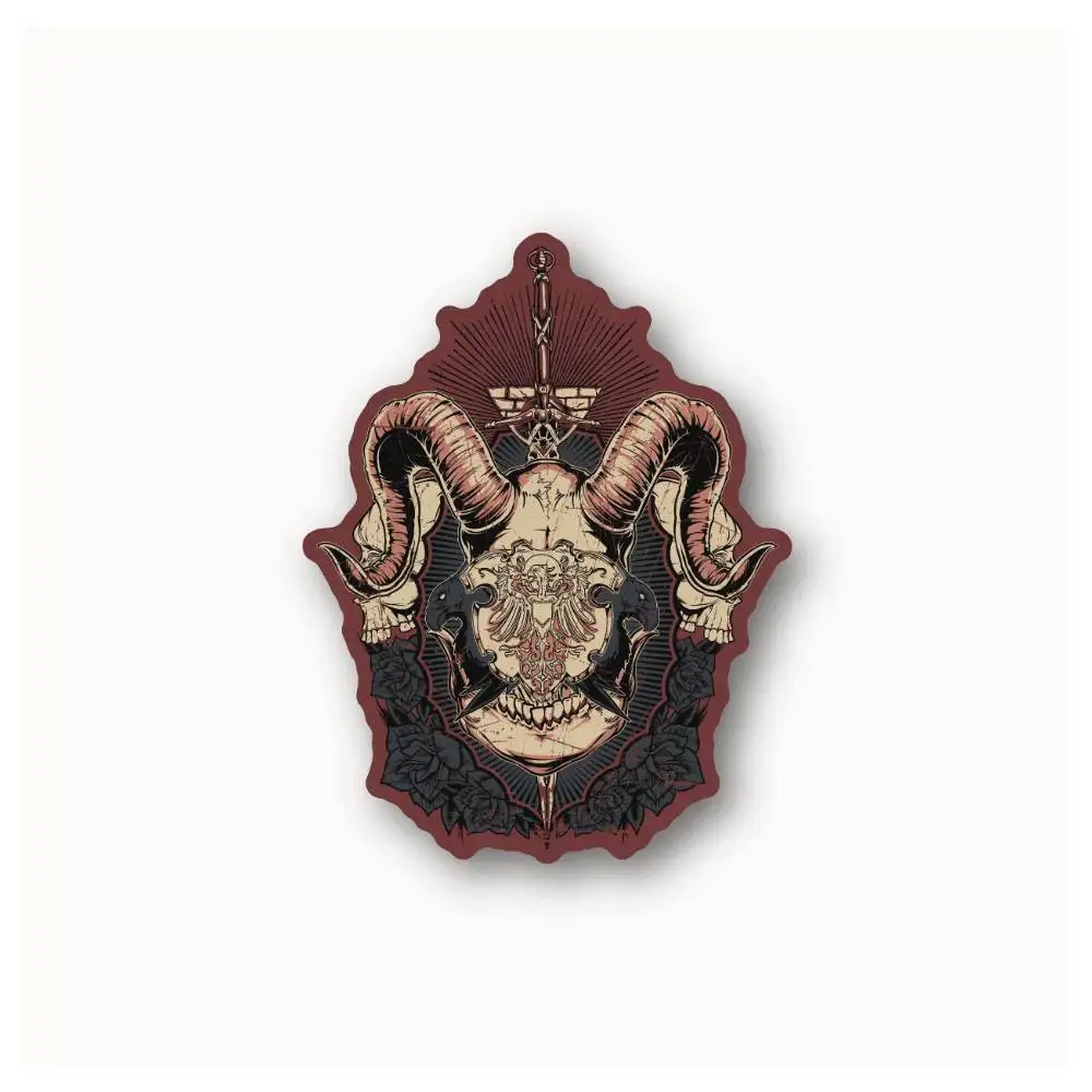 Horned Devil Shield Waterproof Stickers For Decorating Car Windows Motorcycles And Computers.