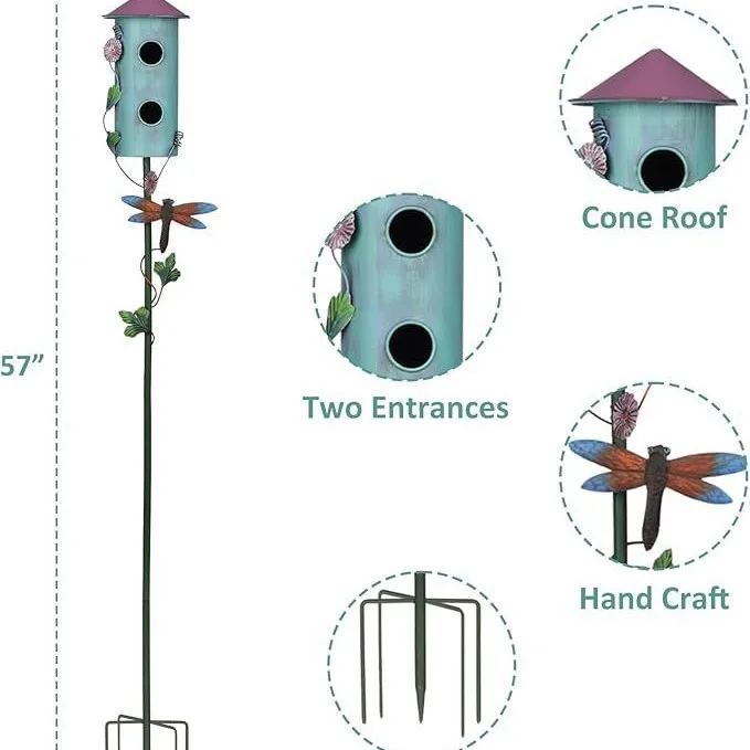 Metal Wild Bird Feeder with Cylinder Design Outdoor Decor for Garden Backyard