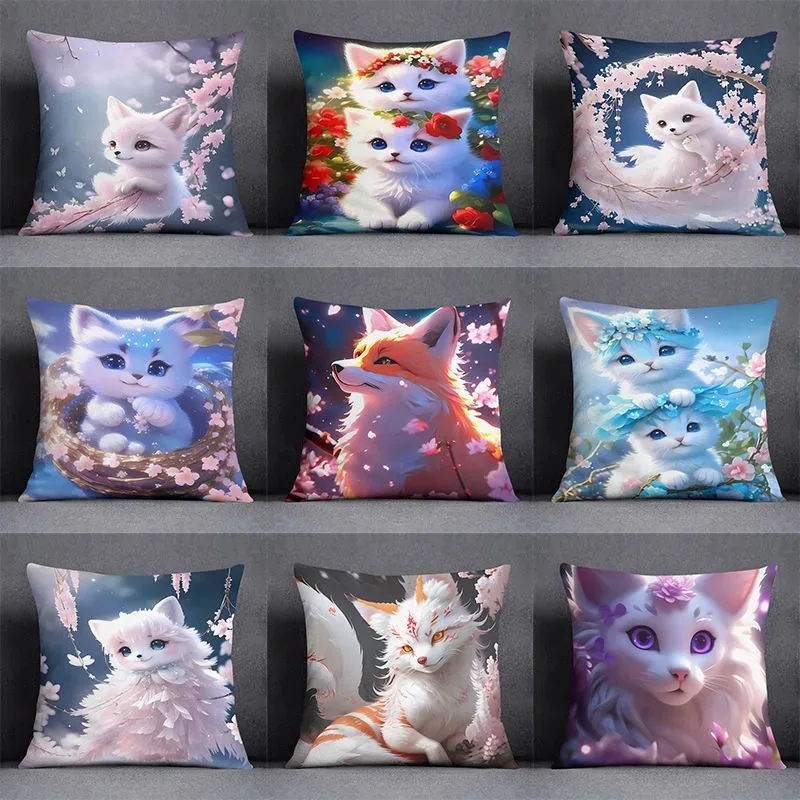 High-value Fox Cat Pillowcase Car Ornaments Office Living Room Sofa Home Pillowcase