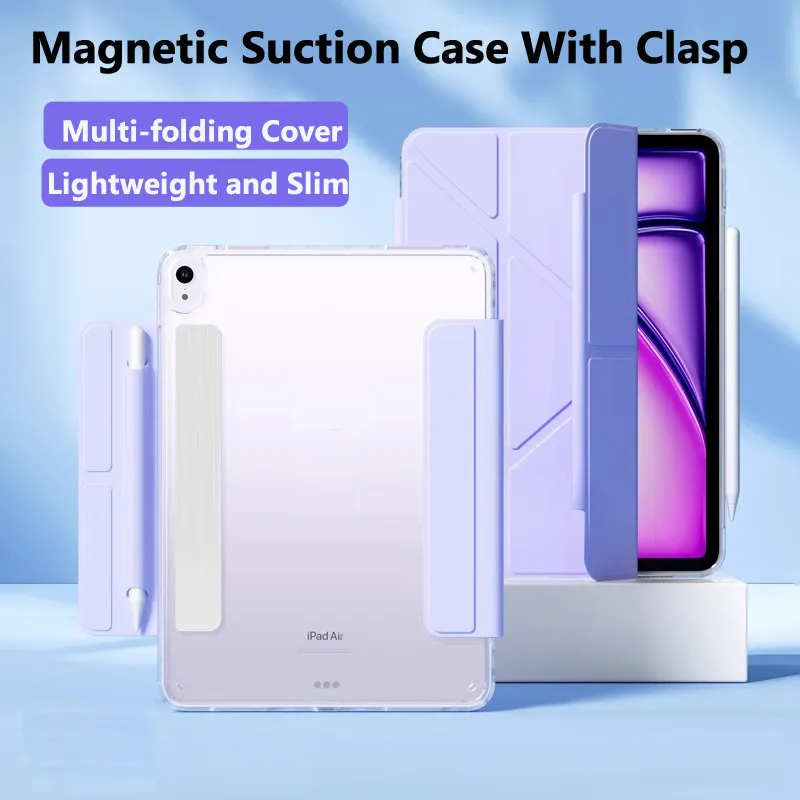 Magnetic Suction Case with Double Clasp for IPad Air 11 2024 Air 6th Pro 11 2022 Air 5 4 10.2 9th 8th 7th 10th Gen 10.9 Cover